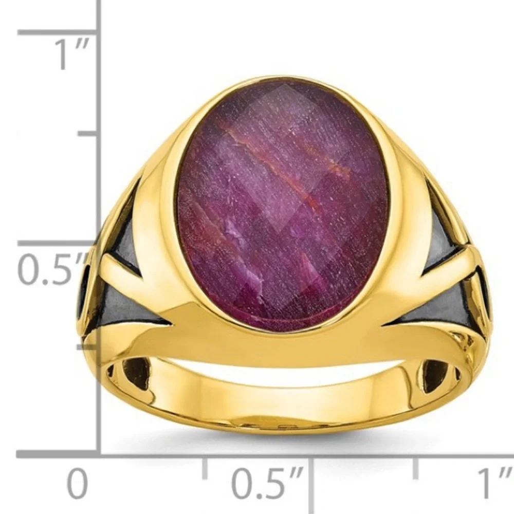 10K Yellow Gold IBGoodman Men’s Ruby Doublet Stone Ring